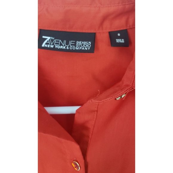 7th Avenue Women's Button Up Shirt Size S Red Design Studio New York & Co Top - Picture 2 of 5